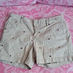 Tommy Hilfiger Beige Embroidered Flag Logo Women's Shorts